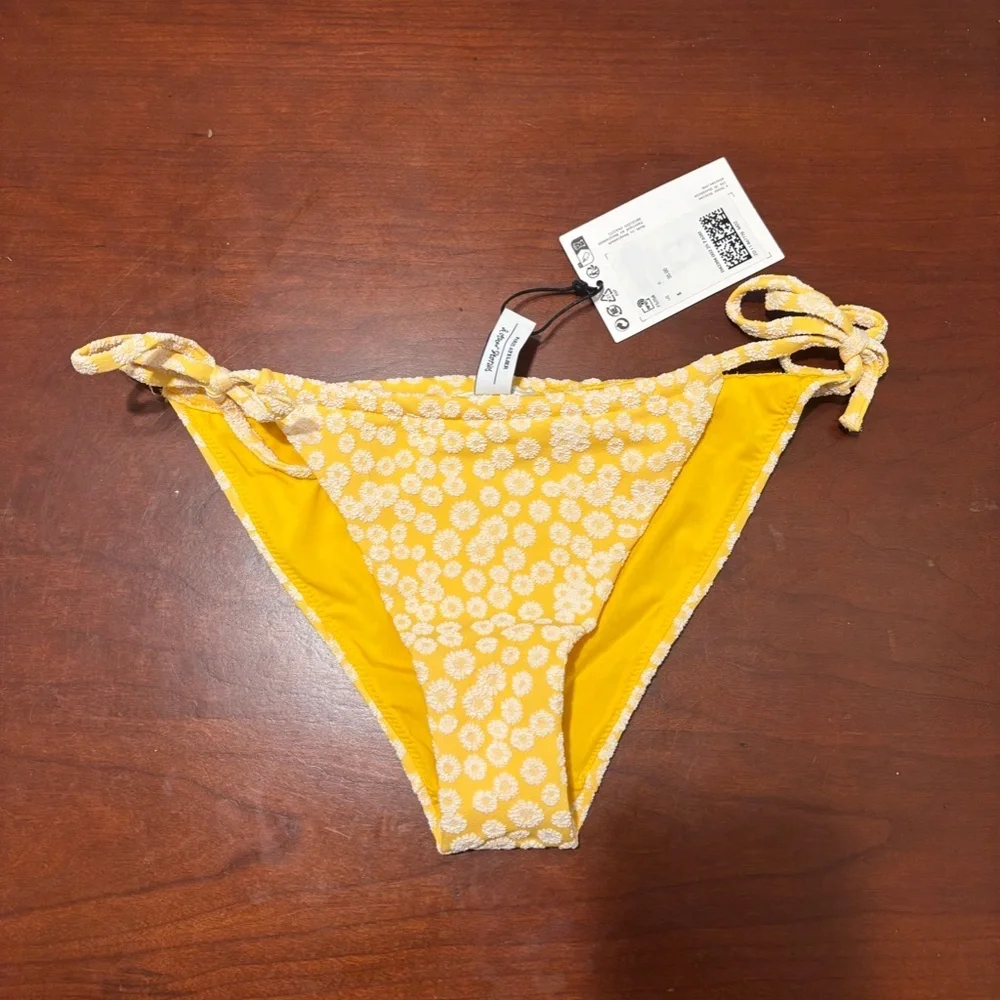 & Other Stories Tie Side Bikini Bottoms in Yellow Floral Size 0 NWT